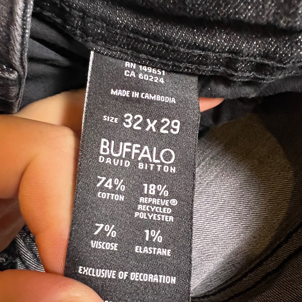 Buffalo Jackson Jeans Mens 32x29 Black Excellent Straight Stretch Faded Denim - Picture 8 of 9